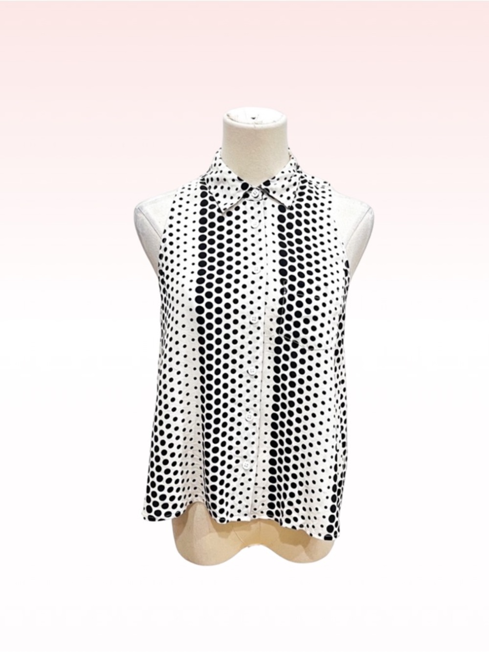 EQUIPMENT White Silk Black Polka Dot Print Button Down Shirt (Sz XS)